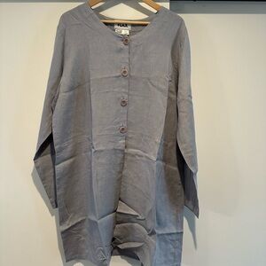 FLAX Women's Blue/Gray Linen Jacket